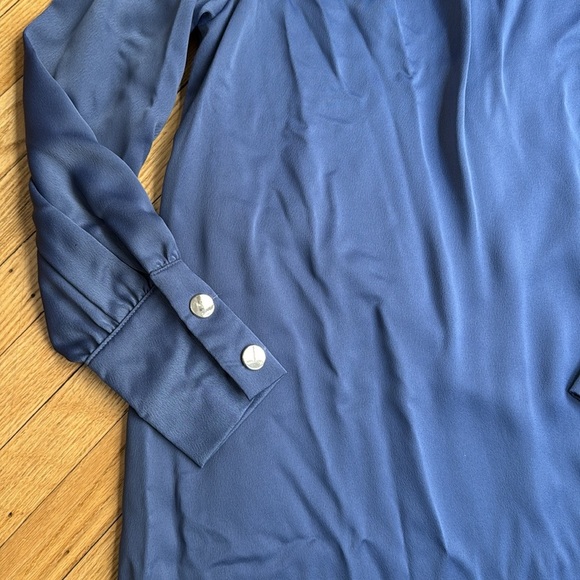 JAPPAREL long sleeve  Blue satinMidi Dress size small - Picture 3 of 11